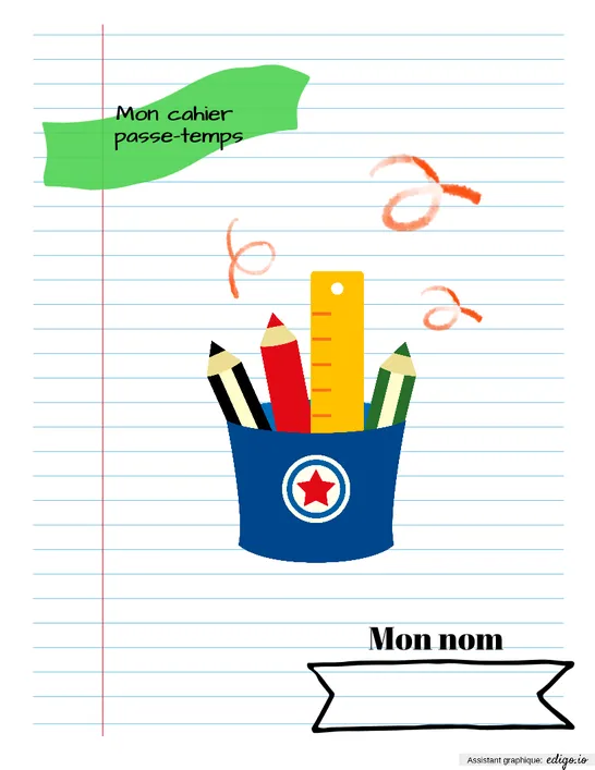 Couverture cahier passe temps