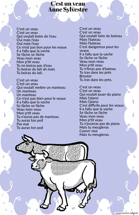 Paroles c'est un veau d'Anne Sylvestre
