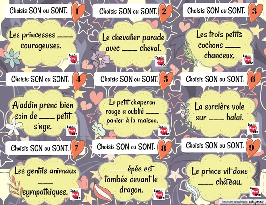 Cartes à tâche - son/sont - conte - IsaProfEtc