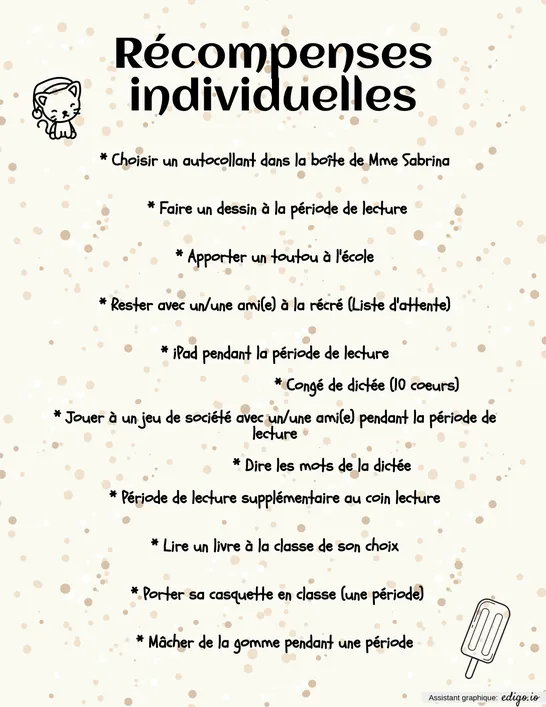 Récompenses individuelles
