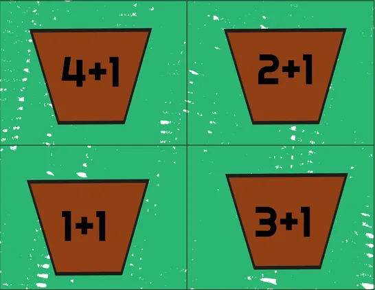 Jeu des pots de fleurs Niveau2, Préscolaire, Cartes de jeu, Arithmétique