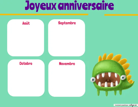 Calendrier Joyeux anniversaire