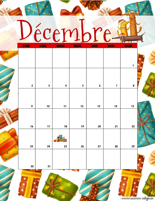 Calendrier décembre