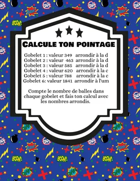 Arrondir avec un jeu de balles et de gobelets