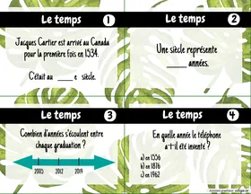 Cartes à tâches sur le temps (u.s.)