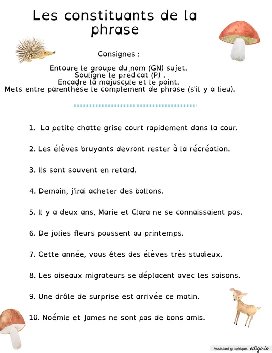 Identifier les constituants de la phrase