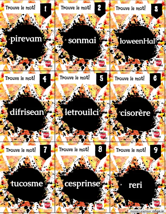 Jeu mots Halloween - IsaProfEtc