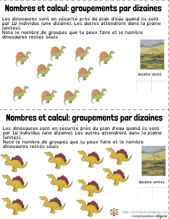 Groupement par dizaine (nombre de 10 à 19)