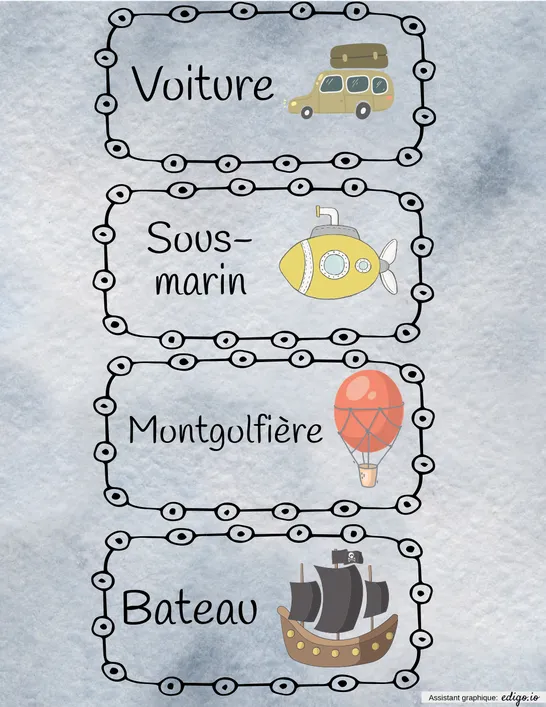 Mot étiquette des moyens de transports