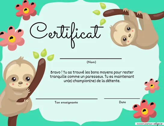 Certificat - détente