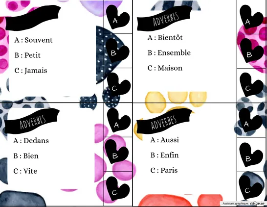 Cartes à pinces adverbes