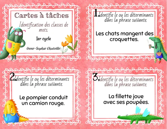 Cartes à tâche-identification des classes de mots