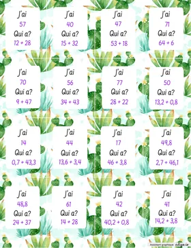 J'ai .... Qui a ..... ADDITION
