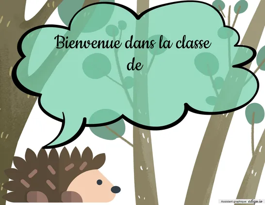Bienvenue affiche hérisson