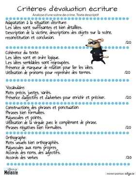 Évaluation texte descriptif: La scène de crime