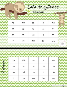 Loto des syllabes - niveau 1