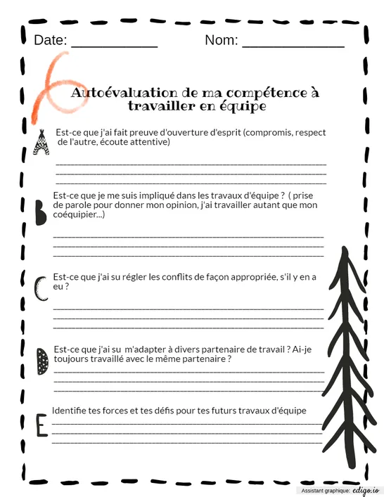 Autoévaluation travail équipe