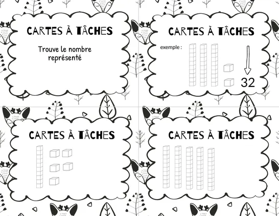 Cartes à tâches - représentation des nombres, 2nd grade, Task cards, Arithmetic
