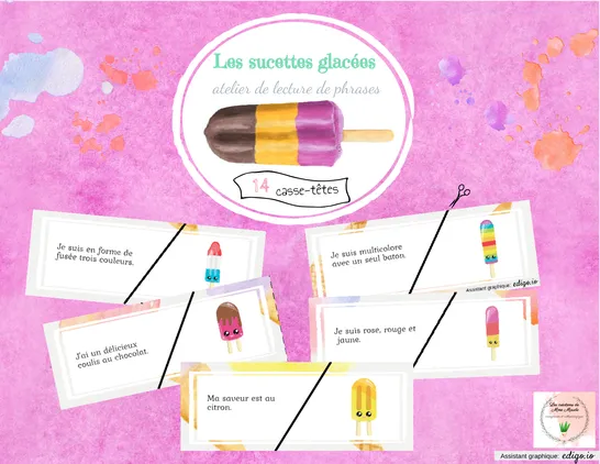 Lecture de phrase- sucettes glacées
