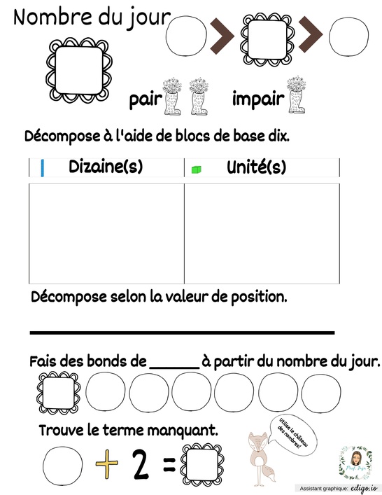 Nombre Du Jour Ce1 Cp Exercices Et Activites Cartes A Tache Arithmetique Edigo