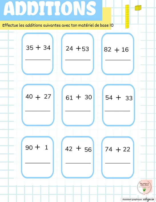 Additions et soustractions à 2 nombres