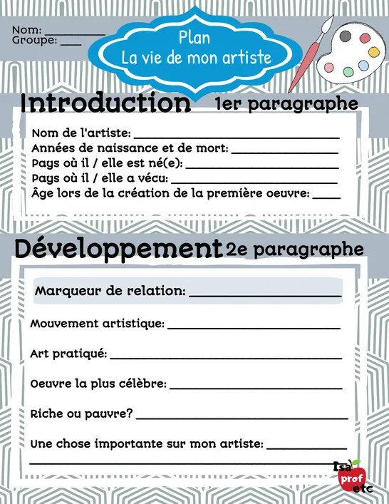 Plan écriture - Histoire de l'art - IsaProfEtc
