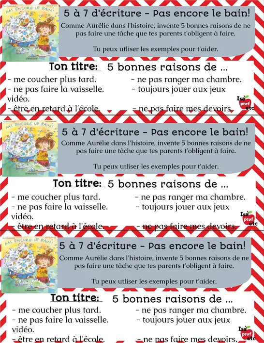 5 à 7 d'écriture Pas encore le bain - Isa Prof Etc