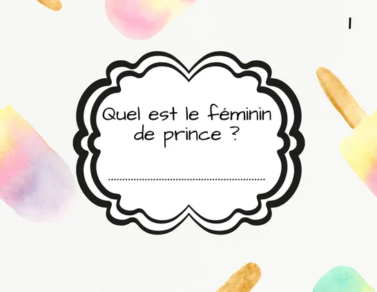 Quel est le féminin de..., Third grade, Task cards, Grammar