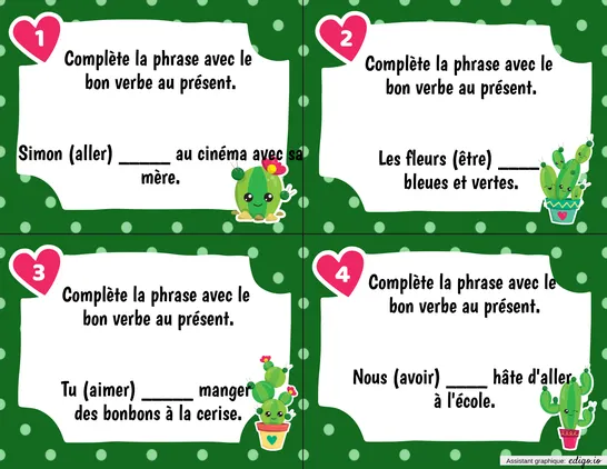 Cartes à taches - verbe au présent