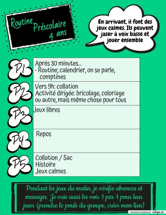 Routine préscolaire 4 ans