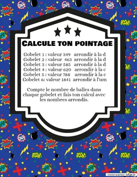 Arrondir avec un jeu de balles et de gobelets