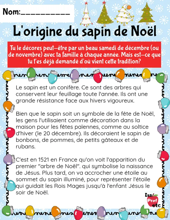 Le sapin de Noël - IsaProfEtc