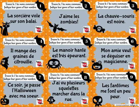 Cartes à tâche - Le nom - Halloween - IsaProfEtc