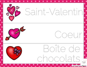 Mots-étiquettes à tracer - La Saint-Valentin