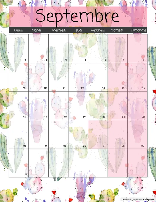 Calendrier Cactus