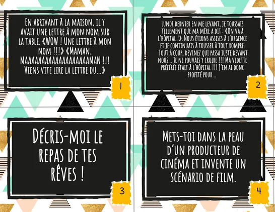 Cartes à tâches sujets d'écriture (partie # 2 ), 6e année, Cartes à tâche, Écriture