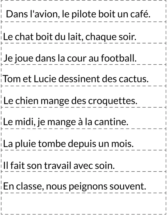 Analyse de phrases CDV CIV CC, Fourth grade, Playing cards