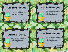 Carte à tâches : constituants de la phrases.