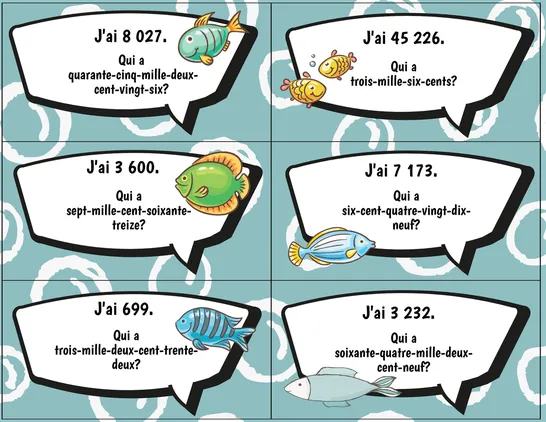 J'ai, qui a? Nombres et lettres, 4e année, Cartes de jeu, Arithmétique