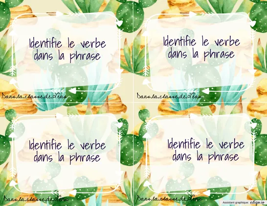Cartes à tâches - identifie le verbe arrière