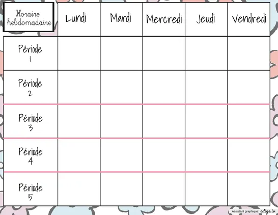 Horaire hebdomaire