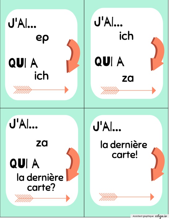 J Ai Qui A Syllabes Simples Cv Vc 1re Annee Prescolaire Exercices Et Activites Cartes De Jeu Edigo