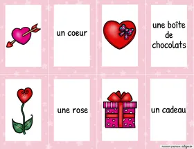 Jeu de mémoire mot-image - La Saint-Valentin
