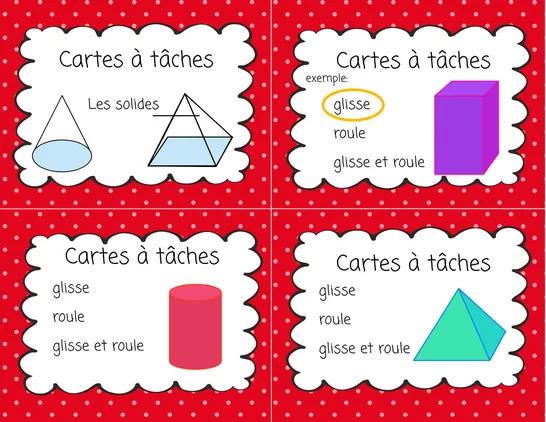 Cartes à tâches - solides, CE2, Cartes à tâche, Géométrie