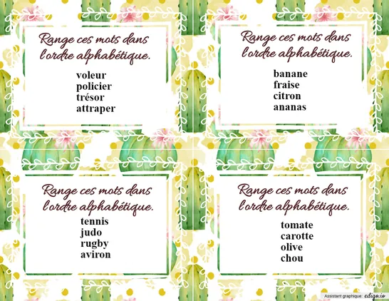 Carte à taches ordre alphabétique