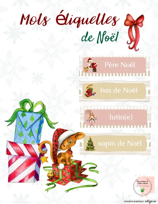 Mots etiquettes de noel