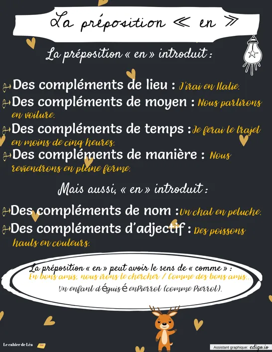 La préposition en