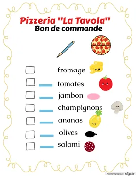 Bon de commande pizzeria