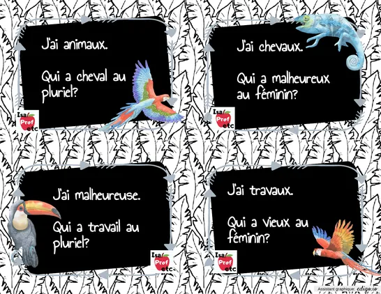 Jeu Qui a? - genre et nombre - Isa Prof Etc