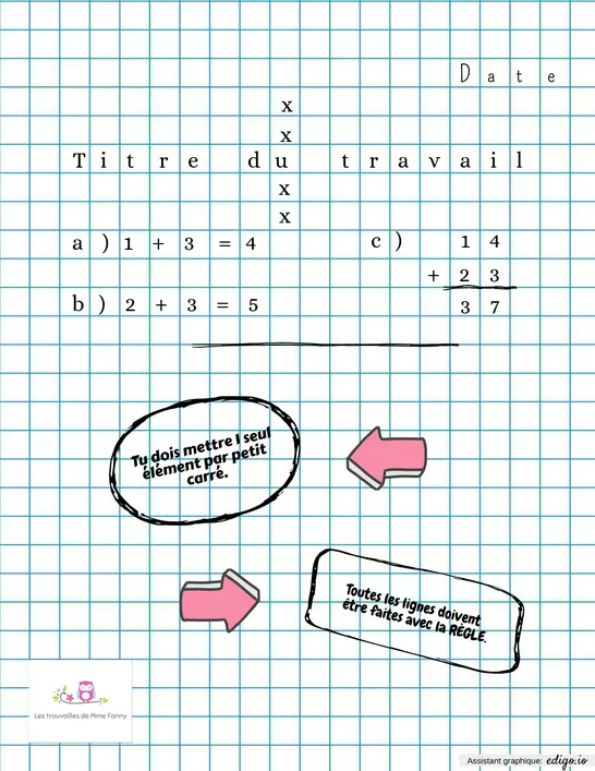 Présentation cahier quadrillé